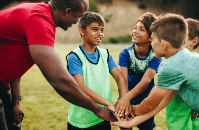 Kids playing soccer